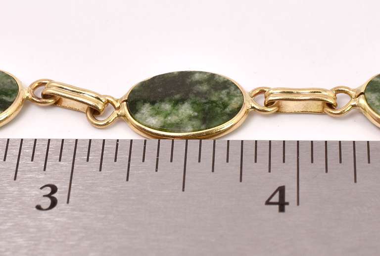 Tasteful Green Gemstone Bracelet in 14K Yellow Gold