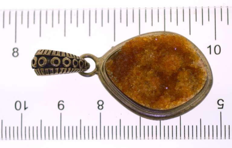 Sterling Silver Citrine Druzy Pendant