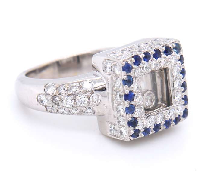 Incredible 18kt Pave Diamond and Sapp Floating Diamond Ring