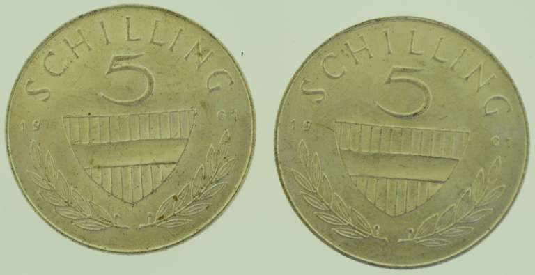 Lot of Two 1961 Austria 5 Schilling