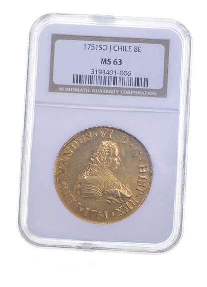 MS63 1751SO J Chile 8 Escudos - Graded NGC