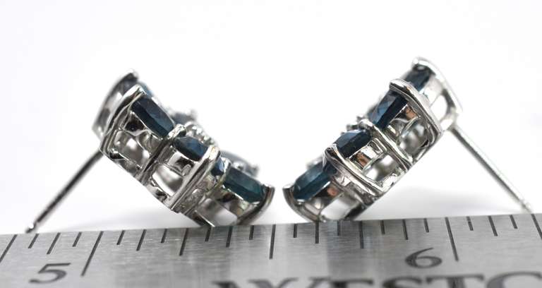 Sterling Silver Necklace And Earrings Set W/ Manmade Blue Stones