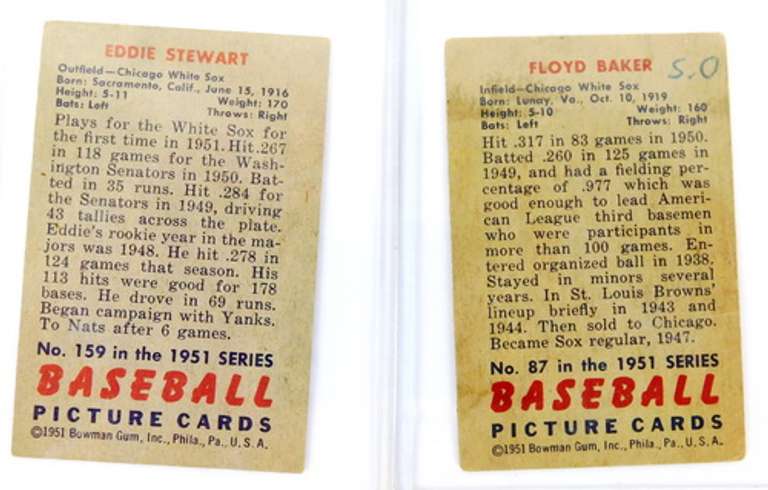 2 Bowman 1951 Baseball Cards