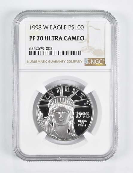 PF70 UCAM 1998-W $100 American 1 Oz. .999 Fine Platinum Eagle NGC