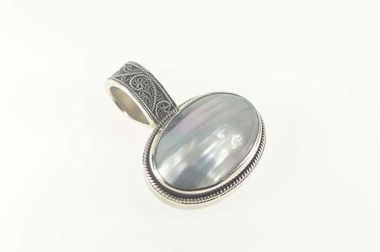 Sterling Silver Lori Bonn Pearl Elaborate Designer Statement Pendant