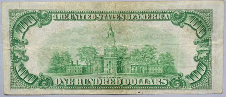 $100 1929 Series National Currency Note