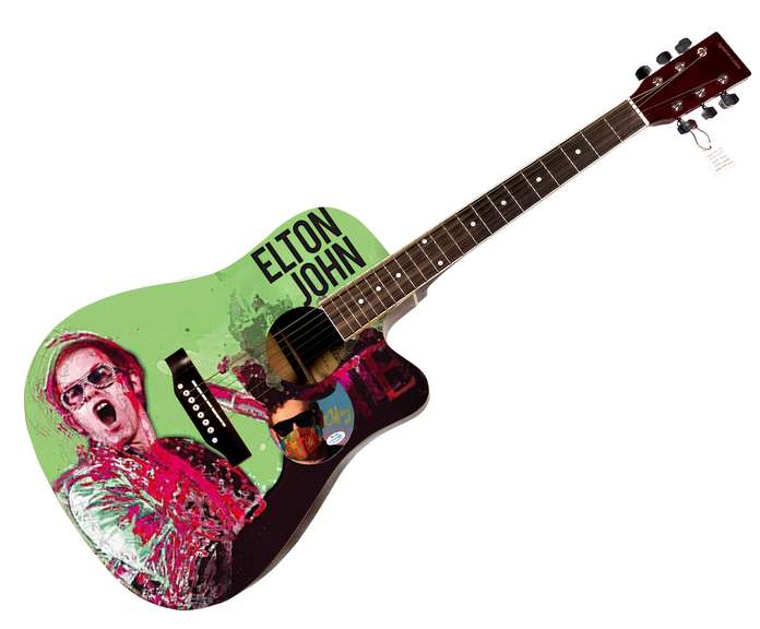 Elton John Autographed Signed Custom Graphics Photo Guitar ACOA