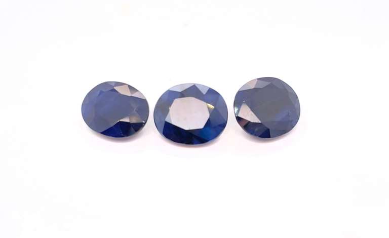 Trio of Blue Sapphire Gemstones +24ctw.