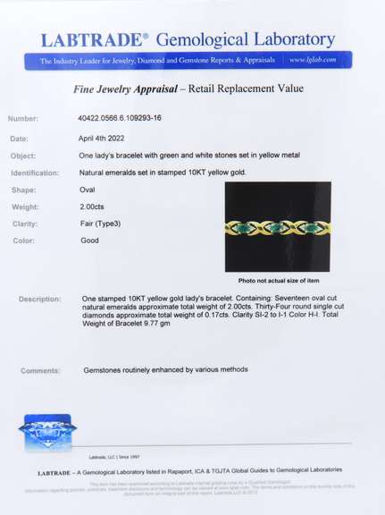Handsome Yellow Gold Emerald and Diamond Tennis Bracelet