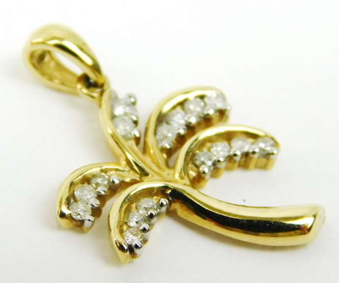Vintage 14K Diamond Palm Tree Pendant