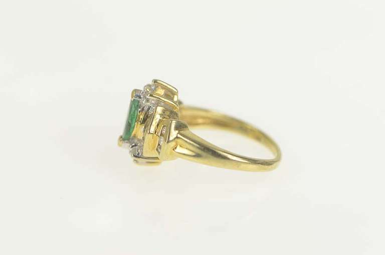14K Yellow Gold 0.72 Ctw Emerald Diamond Engagement Ring