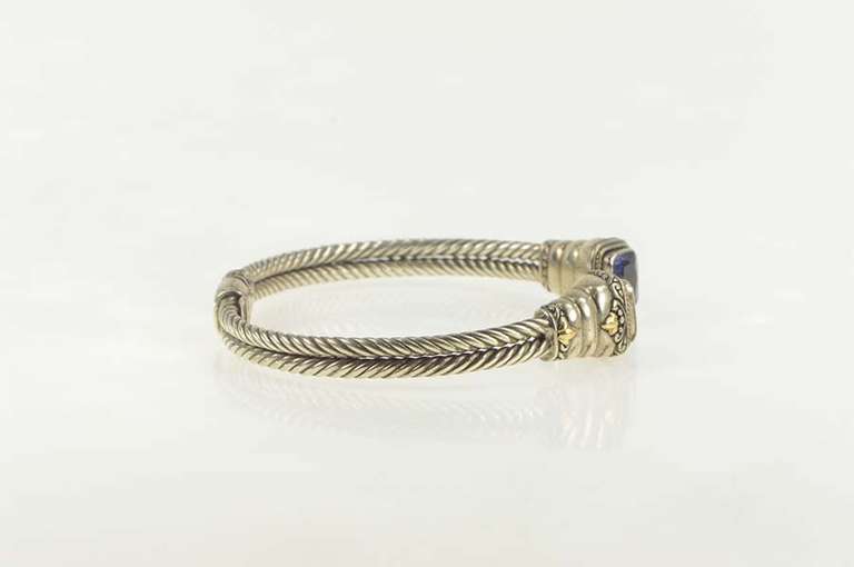 Sterling Silver 18K Two Tone Ornate Statement Cuff Bracelet