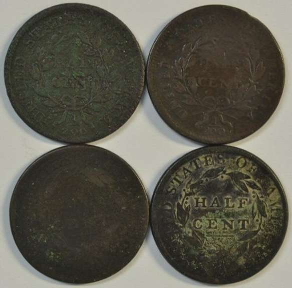 1804 & 1808 Draped Bust and 1809 & 1810 Classic Head Half Cents