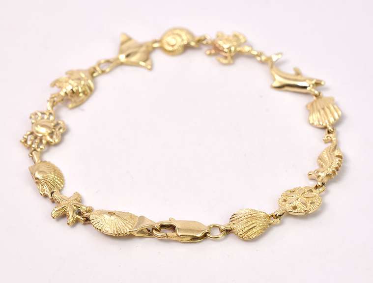 Lavish Ocean Themed Bracelet in 14K Yellow Gold