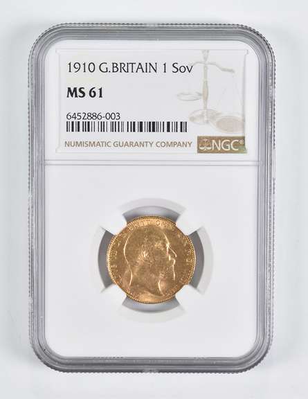 MS61 1910 Great Britain 1 Sovereign Gold Coin NGC