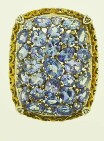 Sterling Silver Purple Stone Cluster Ring