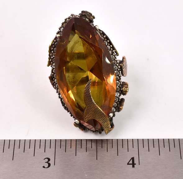 Fantastic Huge 26.15CTS Marquise-Cut Gold Topaz Ring in Sterling Silver