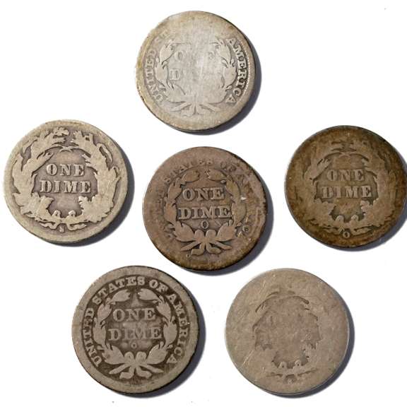 1841 O 1851 O 1857 1884 S 1891 O &S Seated Dimes