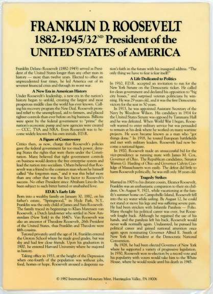 Roosevelt 100th Birthday Gold Commem w/CoA