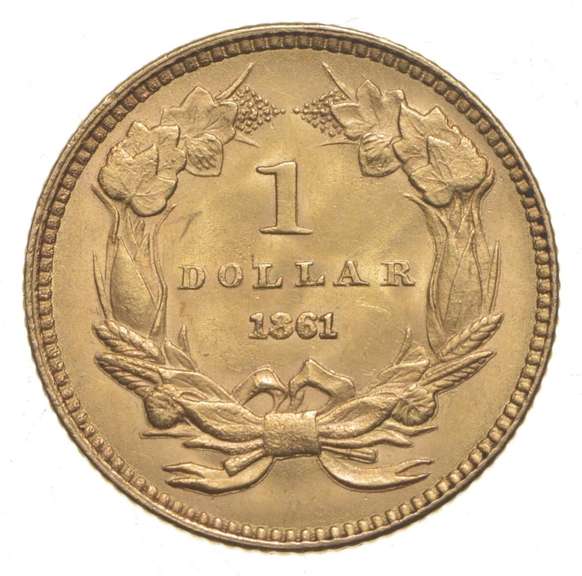 1861 $1 Indian Princess Head Gold Dollar