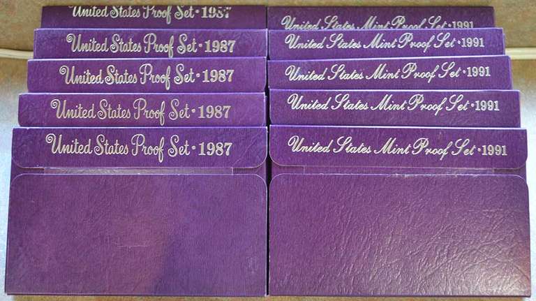 5 Of Each 1991 And 1987 Proof Sets.