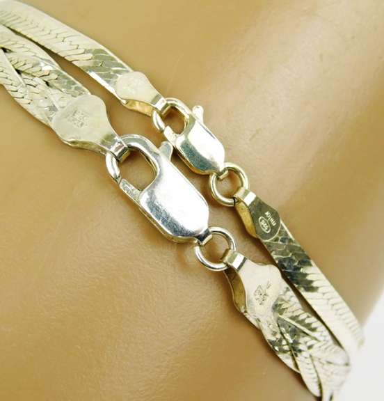 2 Italian Sterling Herringbone Bracelets