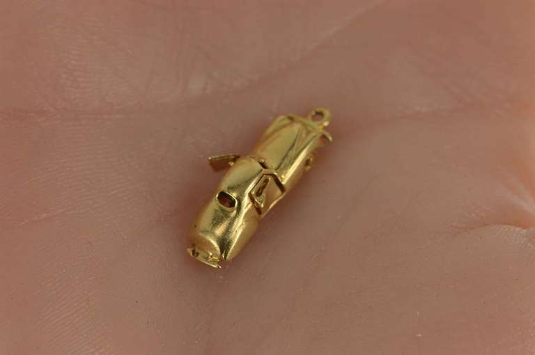 14K Yellow Gold 3D Articulated 1940's Car Opening Doors Charm/Pendant