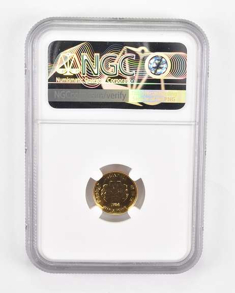 MS69 1984 Singapore $1 Gold - Carp & Lotus Flower - Graded NGC
