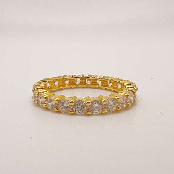 Beautiful Sterling Silver & 18kt Gold Plated Gemstone Band Ring