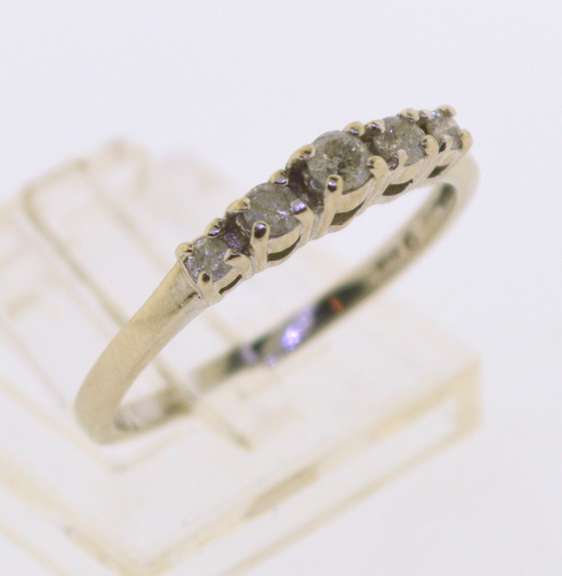 10KT White Gold Two Diamond Bands