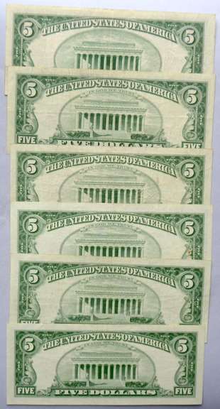 5 1963 &A1928 E $5 Red Seal US Notes