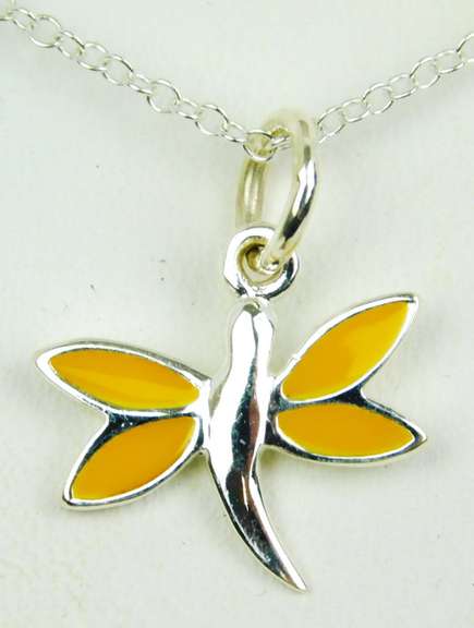 Dainty Sterling Enamel Dragonfly Necklace