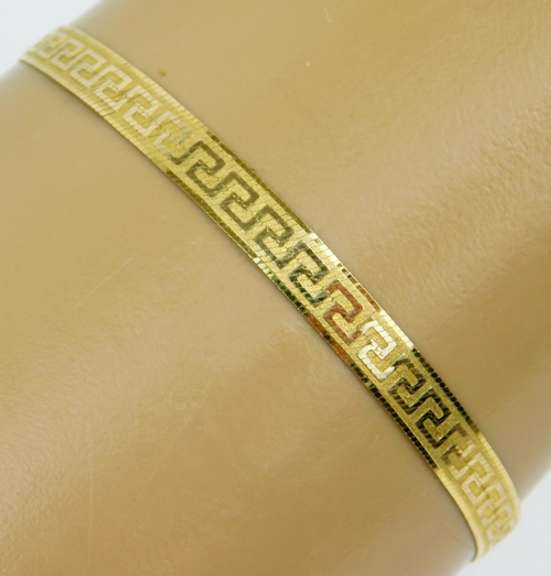 10K Greek Key Herringbone Bracelet