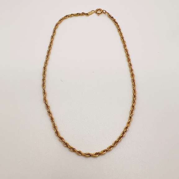 14kt Solid Yellow Gold Twisted Rope Chain Bracelet-9.5 inches