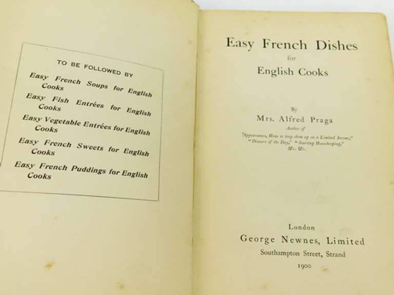 1900 French Dishes for English Cooks Antique Cookbook