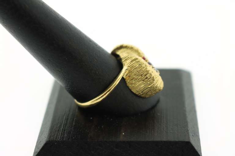 Exotic Crumpled 18k Gold Ruby Ring