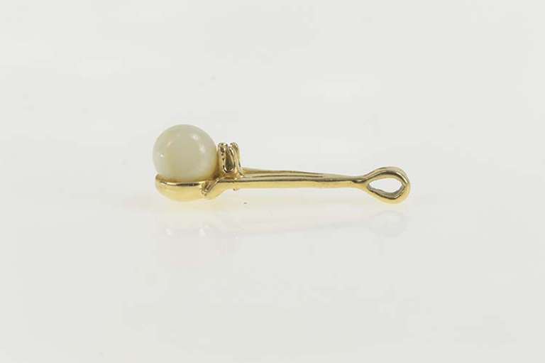 14K Yellow Gold Pearl Diamond Accent Drop Statement Pendant