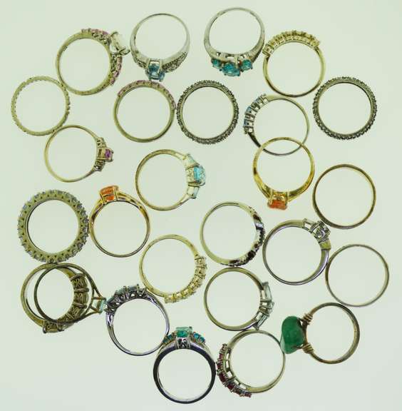 Sterling Silver Mixed Gemstone Ring Lot