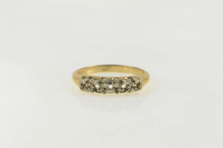 14K Yellow Gold Vintage NOS 1950's Wedding Band Setting Ring