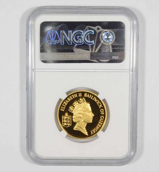 PF70UCAM 1994 Guernsey 50 Gold Pounds - Normandy Invasion Anniv - NGC