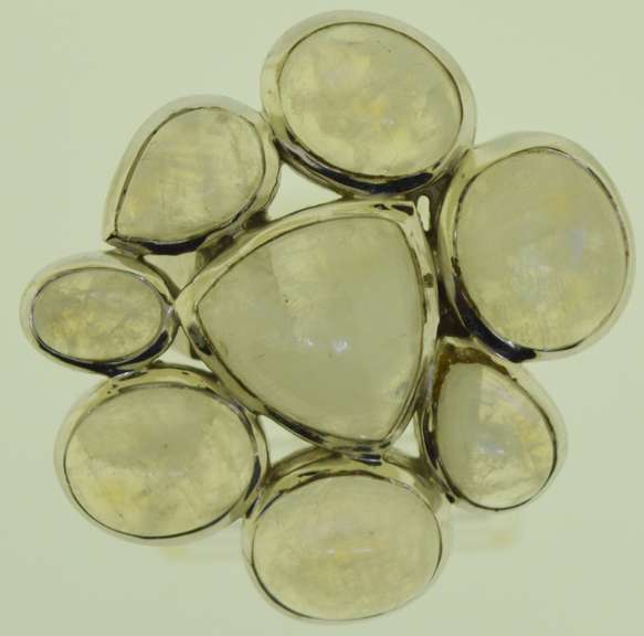 Sterling Silver Milky Stone Cluster Ring