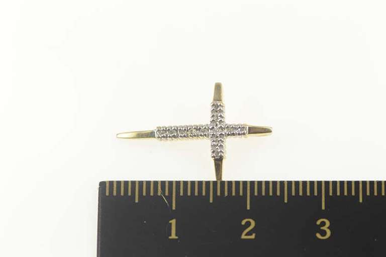 14K Yellow Gold Classic Diamond Cross Christian Faith Pendant
