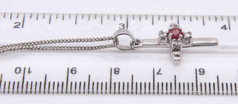 925 Sterling Silver Gemstone Cross Pendant on Chain