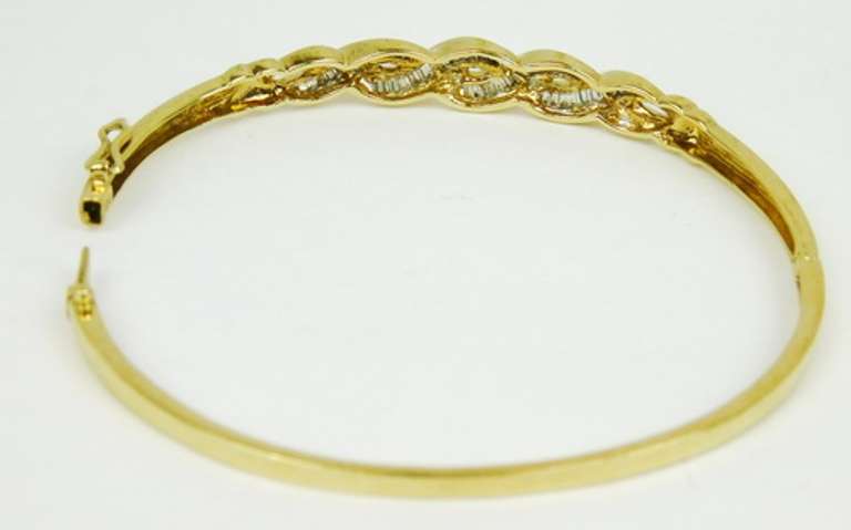 10K Gold Bangle with Baguette Diamonds