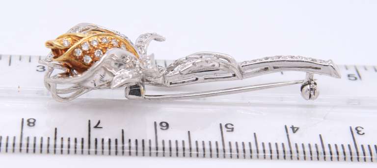 Dazzling White Gold Diamond Rose Brooch Pendant