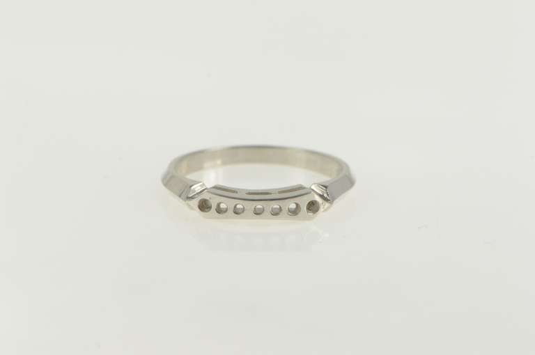 14K White Gold Vintage NOS 1950's Wedding Band Setting Ring