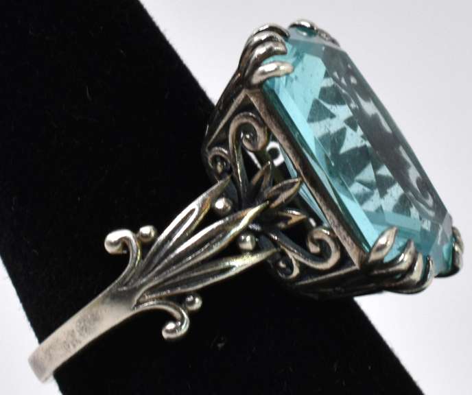 Sterling Silver Ring With A Large Blue Gemstone