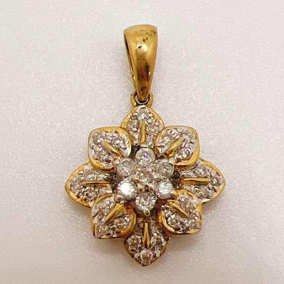 14kt Solid Yellow Gold & Diamond Pendant