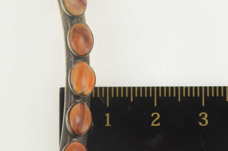 Sterling Silver Oval Agate Cabochon Inlay Statement Collar Necklace