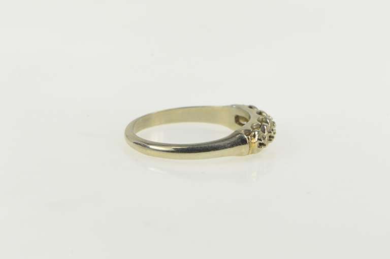 14K White Gold Vintage NOS 1950's Wedding Five Stone Setting Ring